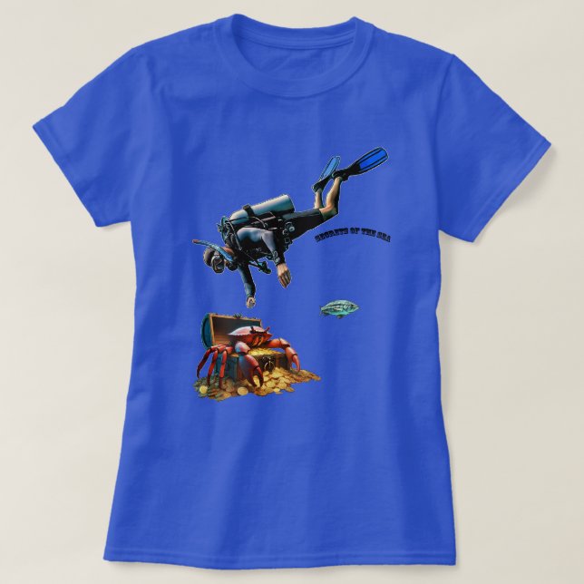SCUBA Diver and a Treasure Chest of Gold Coins URM T-Shirt (Design Front)