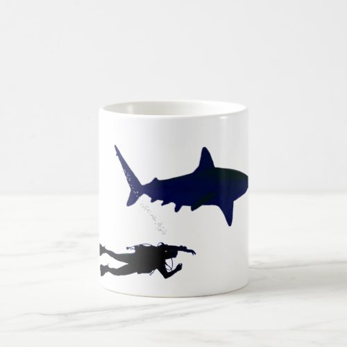 SCUBA diver and shark Coffee Mug