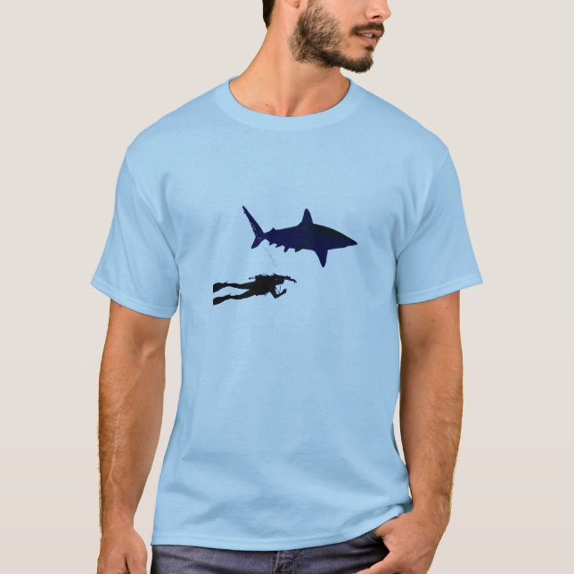 SCUBA diver and shark T-Shirt (Front)