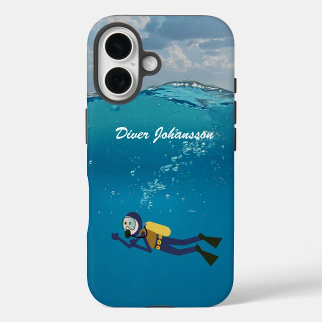 Scuba Diver barely underwater Personalize Case-Mate iPhone Case (Back)