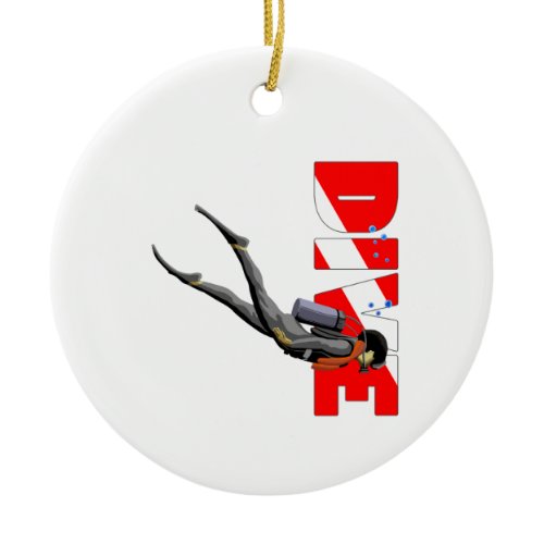 SCUBA Diver Ceramic Ornament
