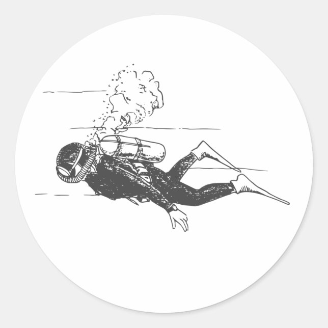 Scuba Diver Classic Round Sticker (Front)