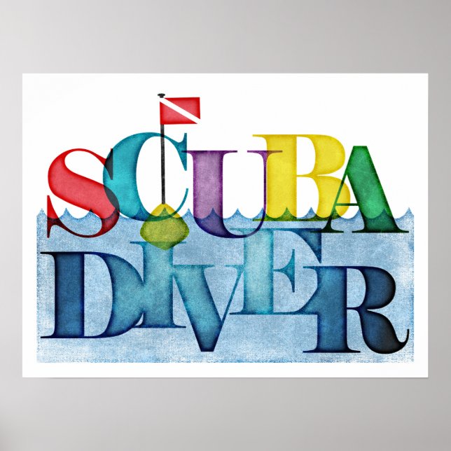 Scuba Diver Colorful Scuba Diving Poster (Front)