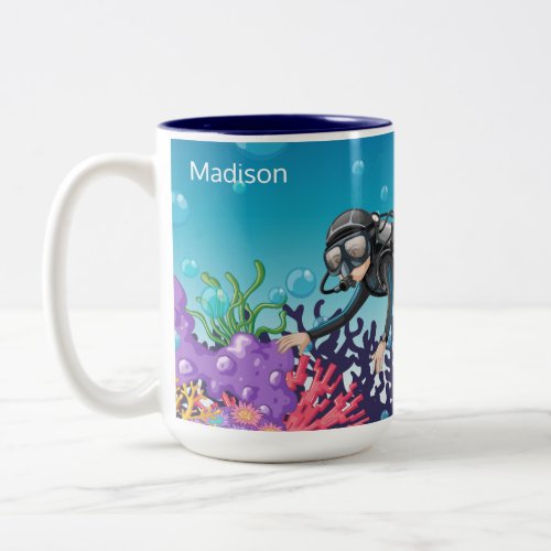 Scuba Diver custom name mugs