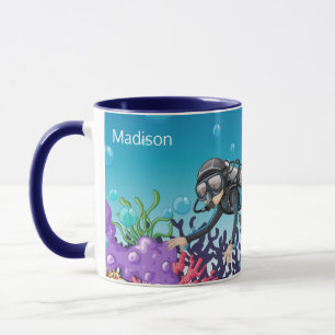 Scuba Diver custom name mugs
