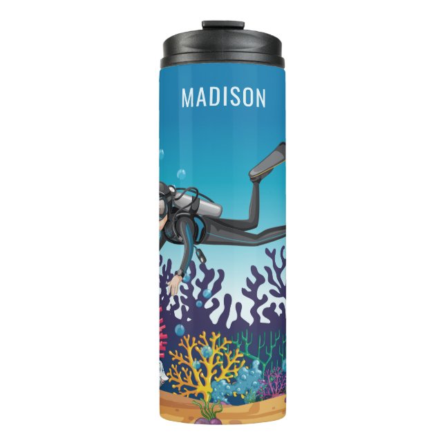 Scuba Diver custom name tumbler (Front)