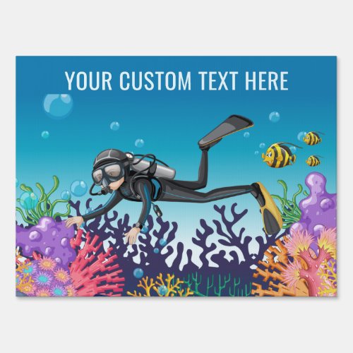 Scuba Diver custom text yard sign
