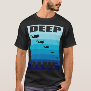 Scuba Diver Deep Blue Gradient Silhouette Ocean T-Shirt