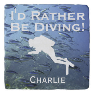 Scuba Diver Design "I'd Rather Be Diving" Trivet