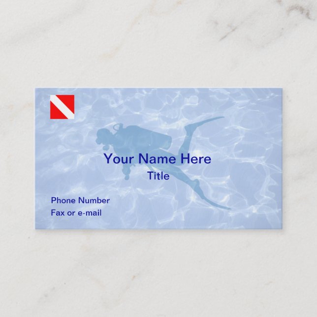 Scuba Diver Diver Down Business Card (Front)