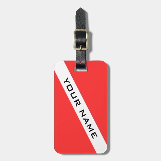 SCUBA DIVER. DIVERS FLAG PERSONAL LUGGAGE TAG (Front Vertical)