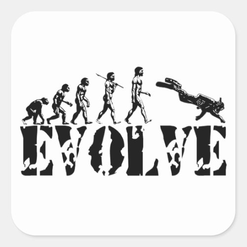 Scuba Diver Diving Evolution Sports Art Square Sticker