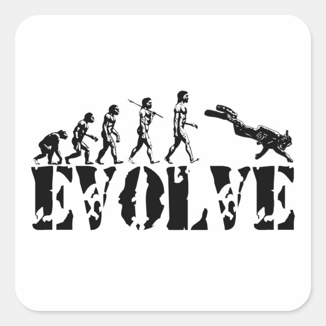 Scuba Diver Diving Evolution Sports Art Square Sticker (Front)