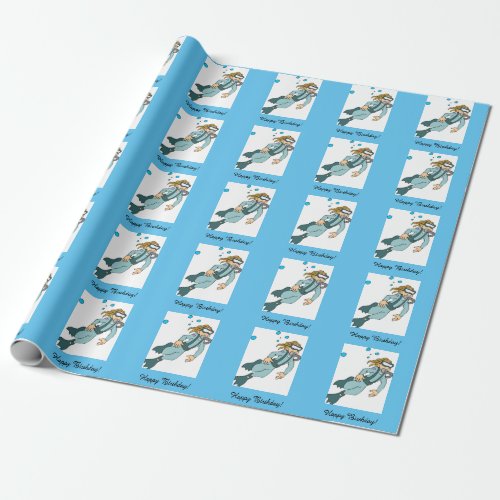 Scuba Diver Diving Party Wrapping Paper
