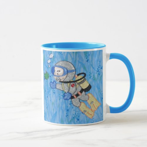 SCUBA DIVER Diving w Tropical Fish MUG