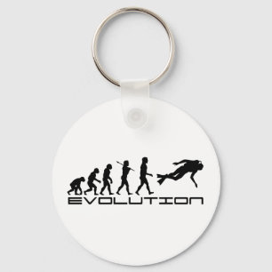 Scuba Diver Diving Water Sport Evolution Art Keychain