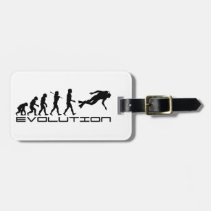 Scuba Diver Diving Water Sport Evolution Art Luggage Tag