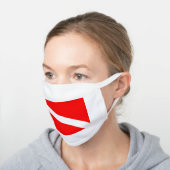 Scuba Diver Down Flag White Cotton Face Mask (Angled)