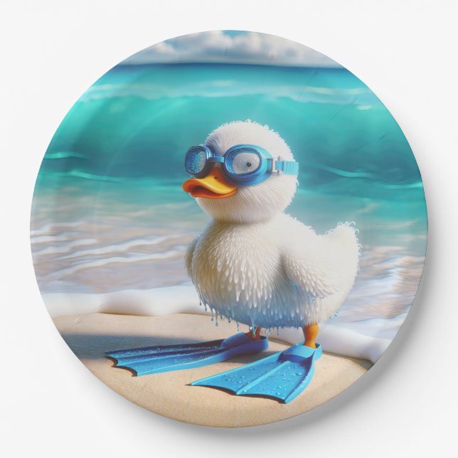 Scuba Diver Duckling Paper Plates (Front)