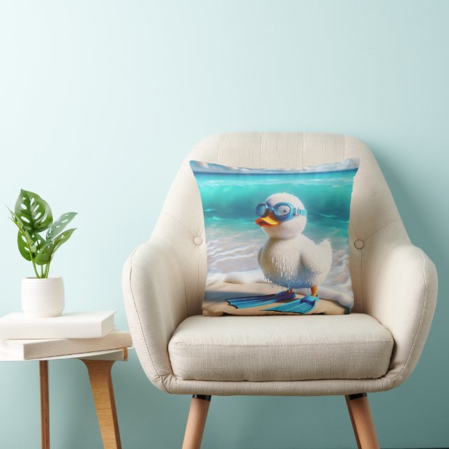 Scuba Diver Duckling Throw Pillow (Chair)