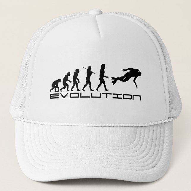 Scuba Diver Evolution Deep Sea Sports Trucker Hat (Front)