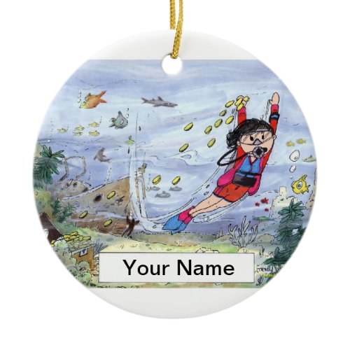 Scuba Diver - Female Ceramic Ornament