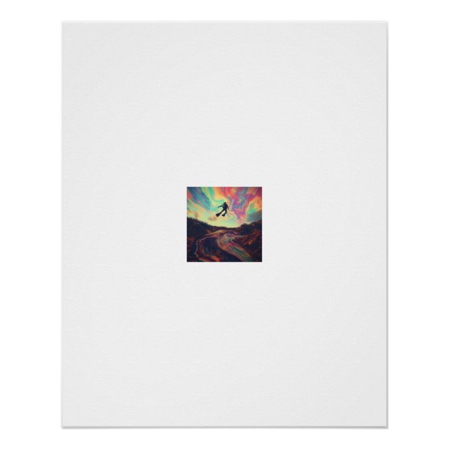 Scuba Diver Floating Rainbow Sky Poster (Front)