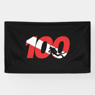 Scuba Diver Gift - 100th Dive - Diver Down - Scuba Banner