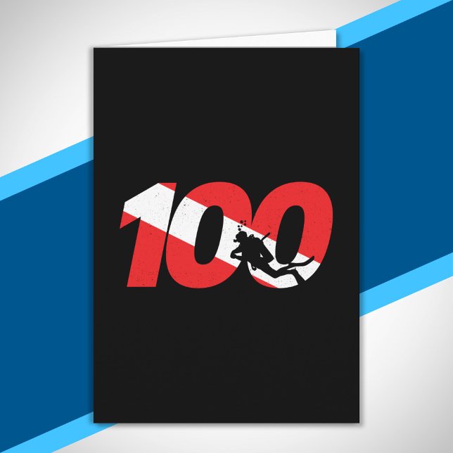 Scuba Diver Gift - 100th Dive - Diver Down - Scuba Card (Creator Uploaded)