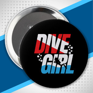 Scuba Diver Gift for Women, Dive Girl Scuba Diving Button