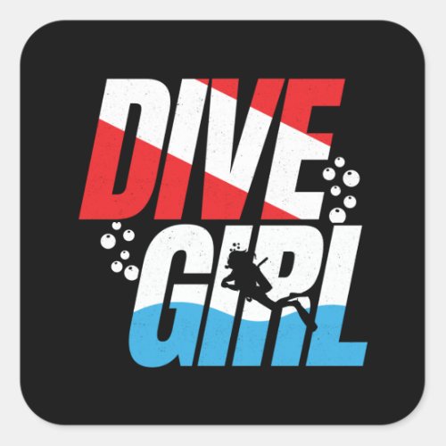 Scuba Diver Gift for Women Dive Girl Scuba Diving Square Sticker