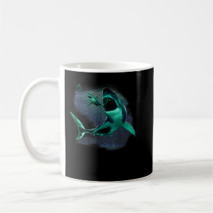 Scuba Diver, Great White Shark & Megalodon Shark D Coffee Mug