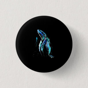 Scuba Diver Humpback Whale Swimming Diving Gift Button
