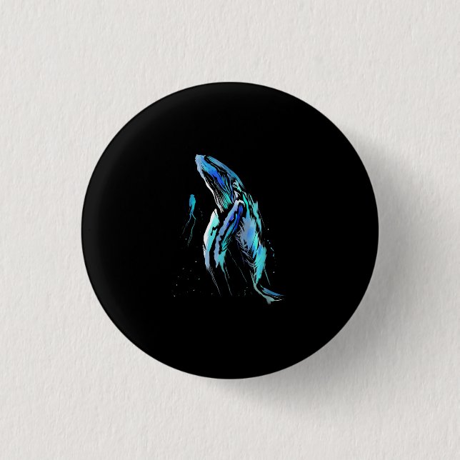 Scuba Diver Humpback Whale Swimming Diving Gift Button (Front)