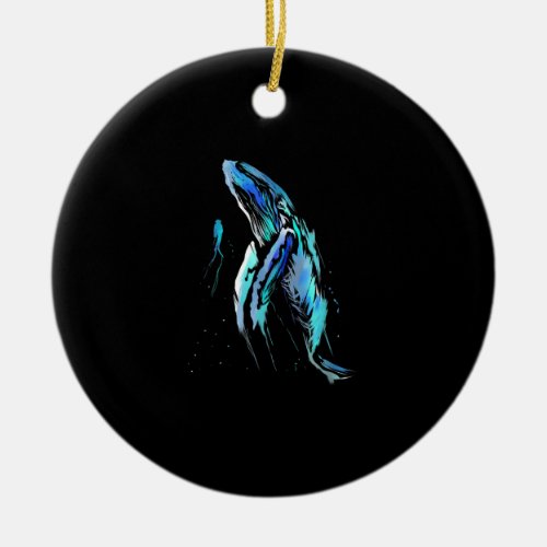 Scuba Diver Humpback Whale Swimming Diving Gift Ceramic Ornament