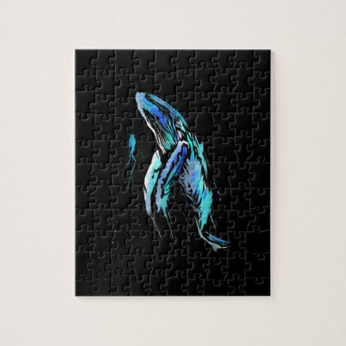 Scuba Diver Humpback Whale Swimming Diving Gift Jigsaw Puzzle