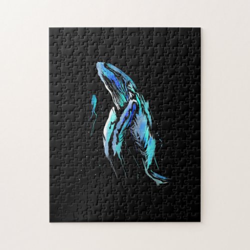 Scuba Diver Humpback Whale Swimming Diving Gift Jigsaw Puzzle