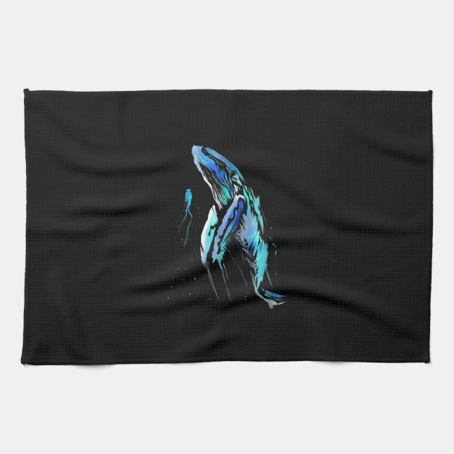 Scuba Diver Humpback Whale Swimming Diving Gift Kitchen Towel (Horizontal)