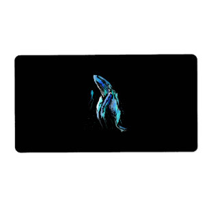 Scuba Diver Humpback Whale Swimming Diving Gift Label