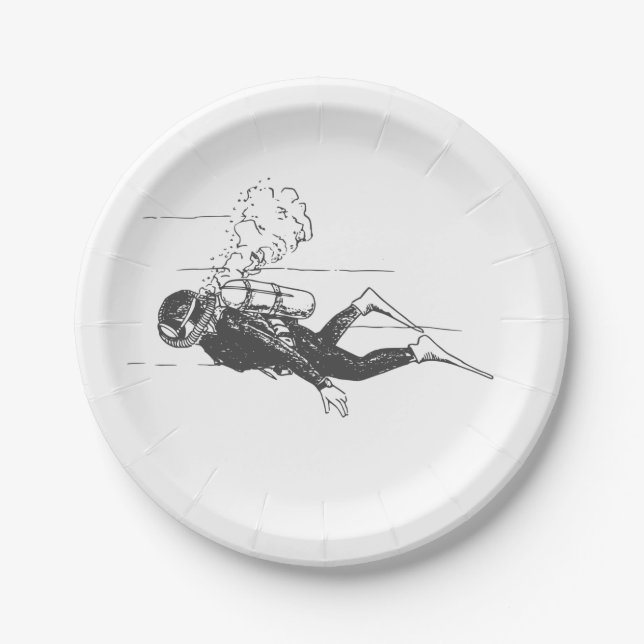 Scuba Diver Paper Plates (Front)