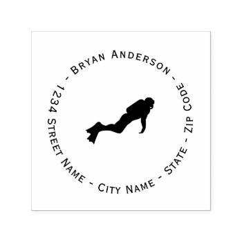 Scuba Diver Return Address Self-inking Stamp by istanbuldesign at Zazzle