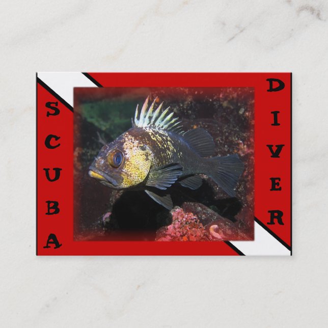 Scuba Diver Rockfish - Business Card (Front)