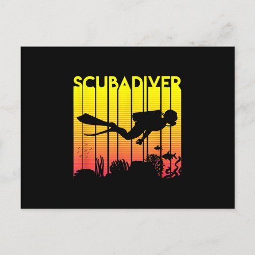 Scuba Diver Silhouette  Diving Swimming Sea Diver Holiday Postcard