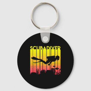 Scuba Diver Silhouette Diving Swimming Sea Diver Keychain