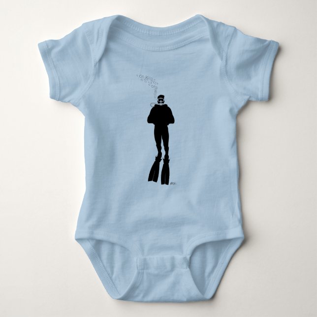 Scuba Diver Silhouette (Man) Baby Bodysuit (Front)