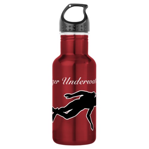 Scuba Diver silhouette Personalize with Name Stainless Steel Water Bottle