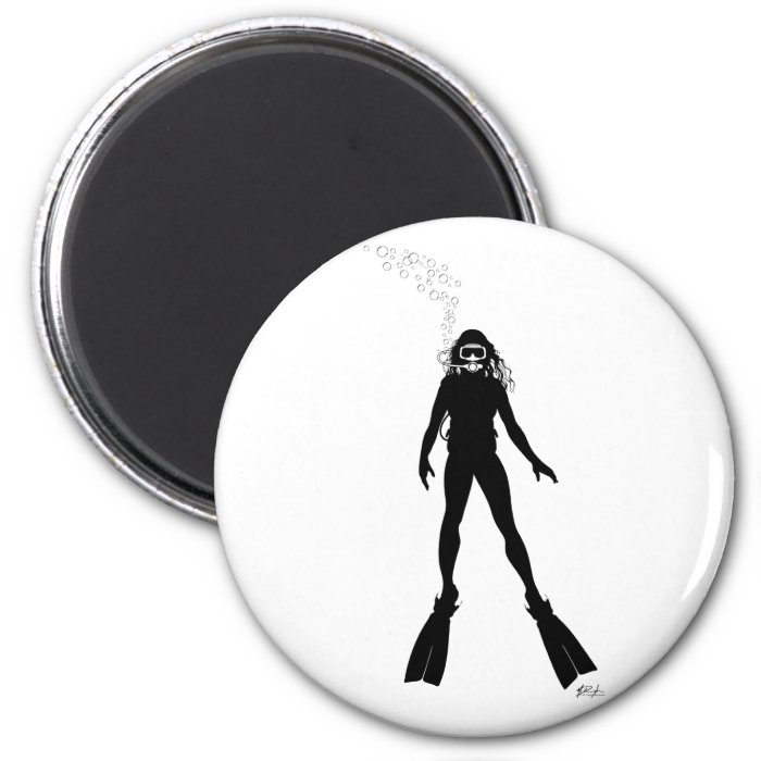 Scuba Diver Silhouette (Woman) Refrigerator Magnets