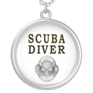 SCUBA DIVER SILVER PLATED NECKLACE