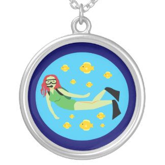 Scuba Diver Silver Plated Necklace