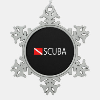 Scuba Diver Snowflake Pewter Christmas Ornament